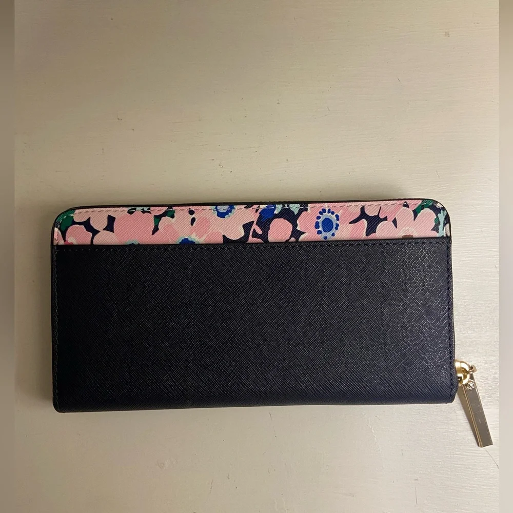 Kate Spade navy blue and floral wallet - Picture 2 of 3